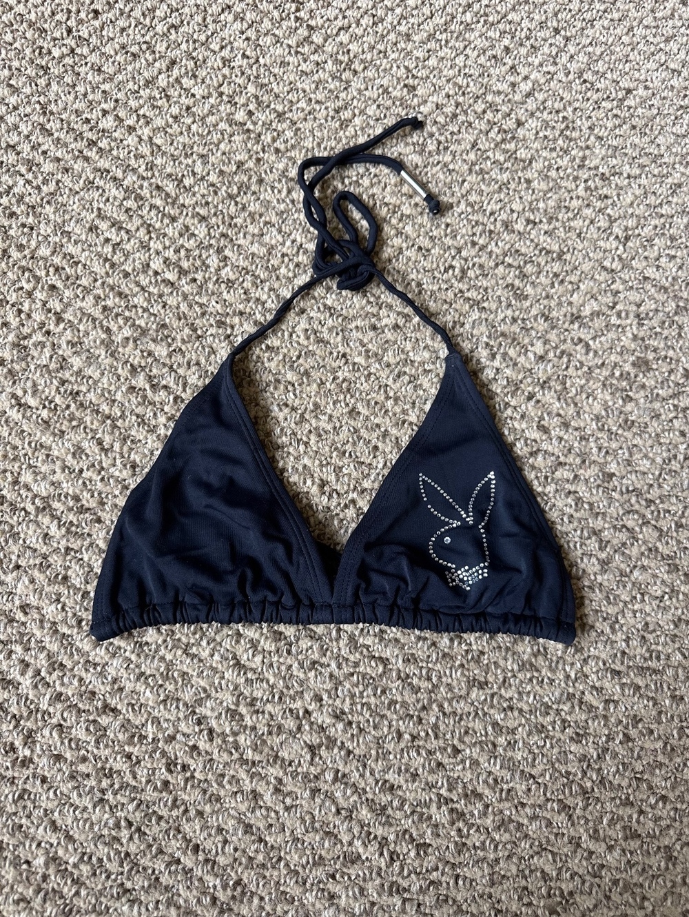 black y2k playboy bunny bikini top